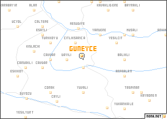 map of Güneyce