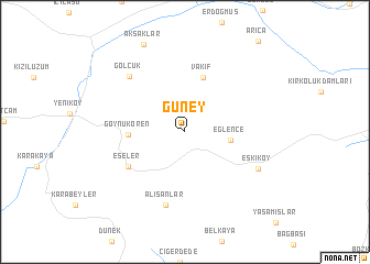 map of Güney