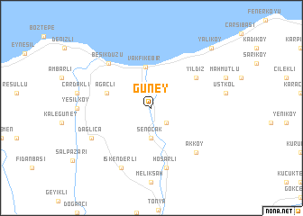 map of Güney