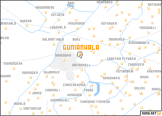 map of Guniānwāla