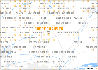 map of Günzenhausen