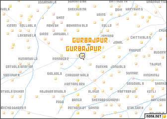 map of Gurbājpur