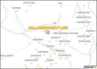map of Ḩājjīābād-e Bostījān