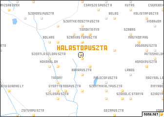 map of Halastópuszta