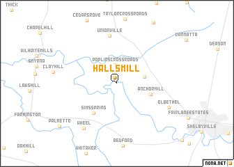 map of Halls Mill