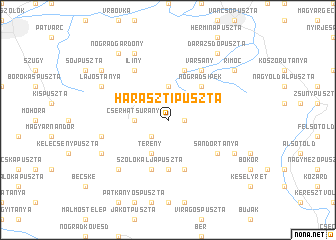 map of Harasztipuszta