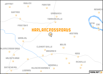 map of Harlan Crossroads