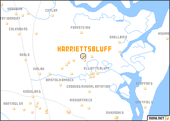 map of Harrietts Bluff