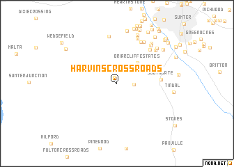 map of Harvins Crossroads