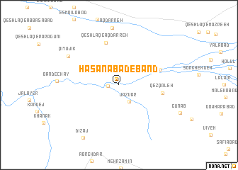 map of Ḩasanābād-e Band
