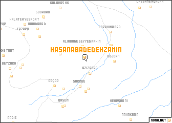 map of Ḩasanābād-e Deh Zāmīn