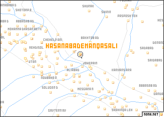 map of Ḩasanābād-e Manqasalī