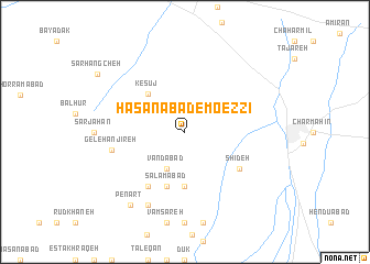 map of Ḩasanābād-e Mo‘ezzī