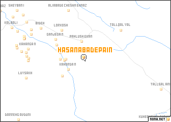 map of Ḩasanābād-e Pā\