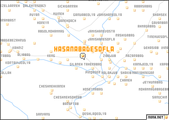 map of Ḩasanābād-e Soflá