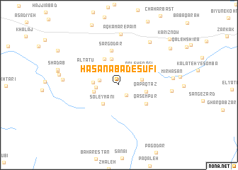 map of Ḩasanābād-e Şūfī