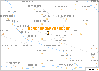 map of Ḩasanābād-e Yāsūkand