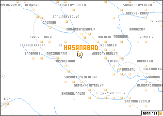 map of Ḩasanābād