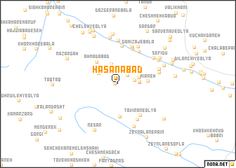 map of Ḩasanābād