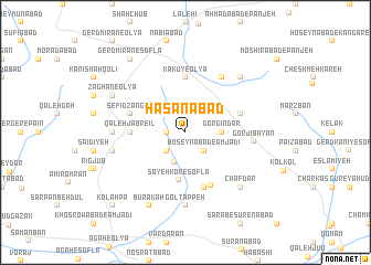 map of Ḩasanābād