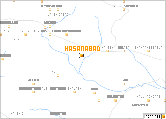 map of Ḩasanābād