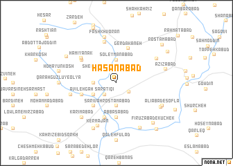 map of Ḩasanābād