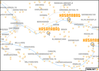 map of Ḩasanābād