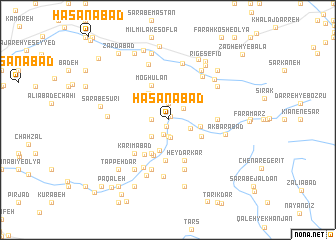 map of Ḩasanābād