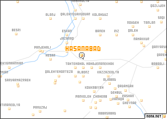 map of Ḩasanābād