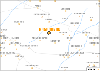 map of Ḩasanābād