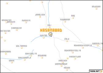 map of Ḩasanābād