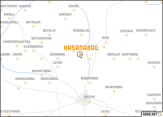 map of Ḩasanābād