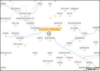 map of Ḩasanābād