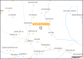 map of Ḩasanābād