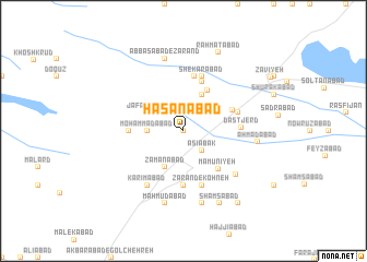 map of Ḩasanābād