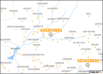 map of Ḩasanābād