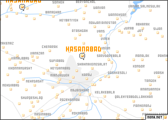 map of Ḩasanābād