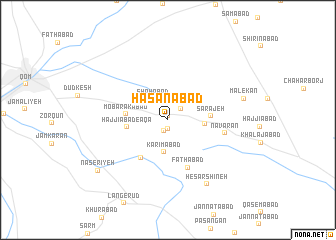 map of Ḩasanābād