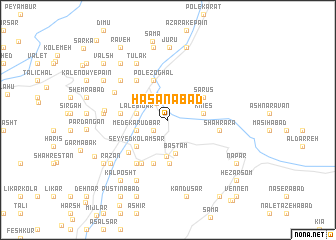 map of Ḩasanābād