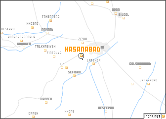 map of Ḩasanābād