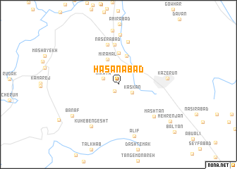 map of Ḩasanābād