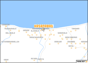 map of Ḩasanābād