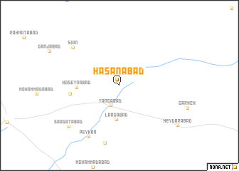 map of Ḩasanābād