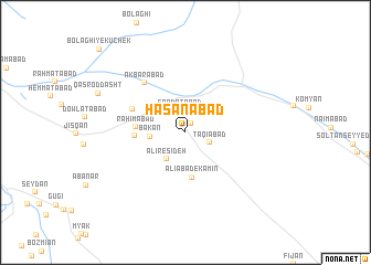 map of Ḩasanābād