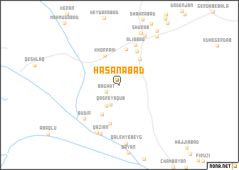 map of Ḩasanābād