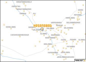 map of Ḩasanābād