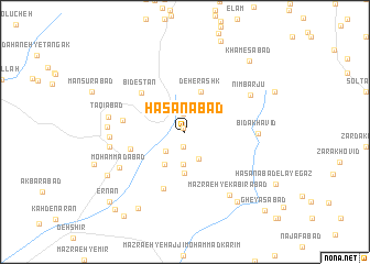 map of Ḩasanābād