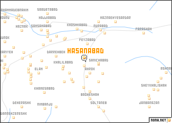 map of Ḩasanābād
