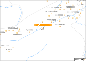 map of Ḩasanābād