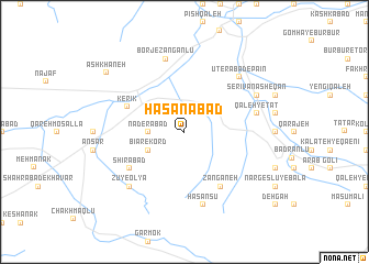 map of Ḩasanābād